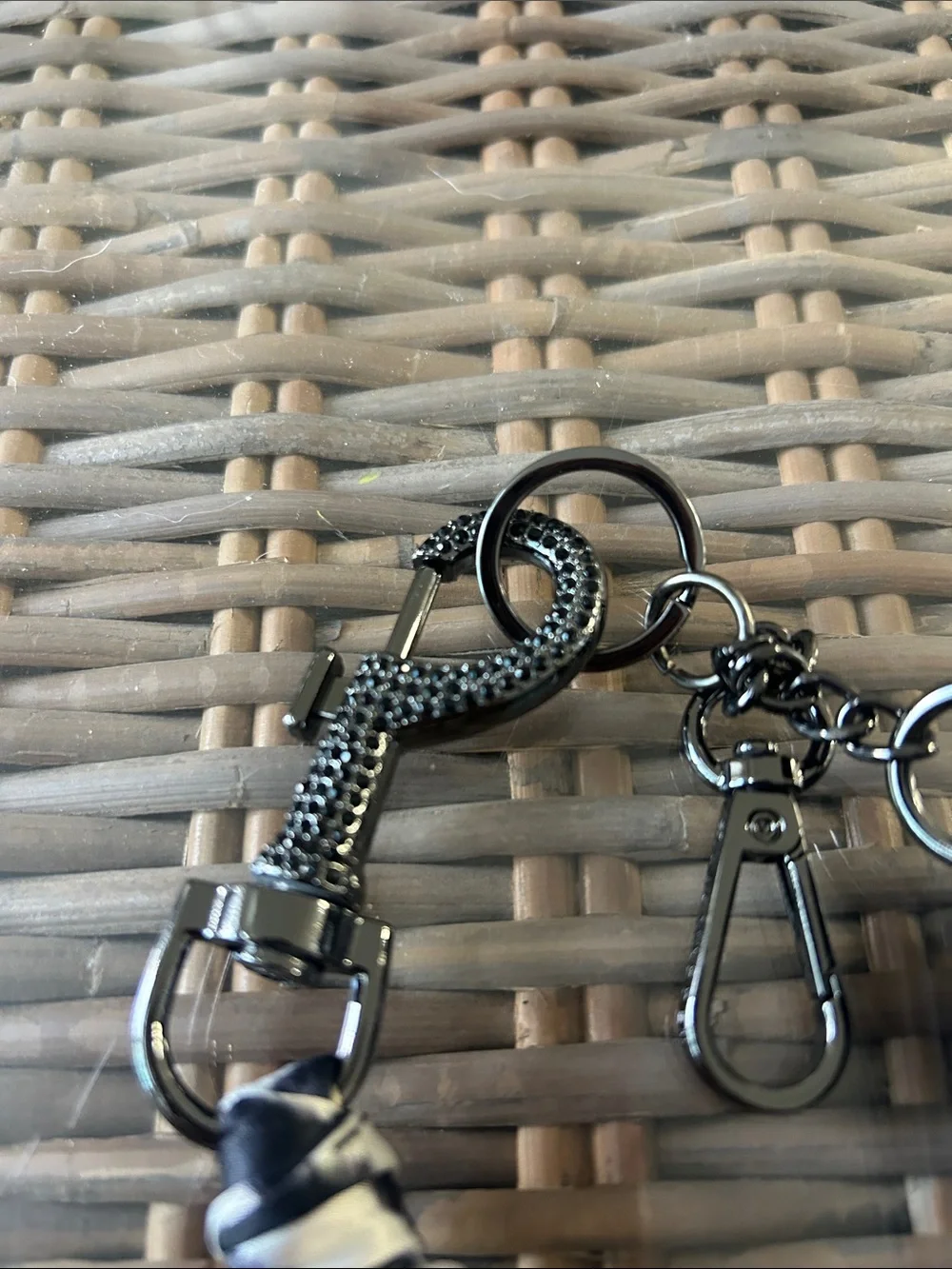 Steve Madden Black and White Zebra Card Holder with Tassel Keychain